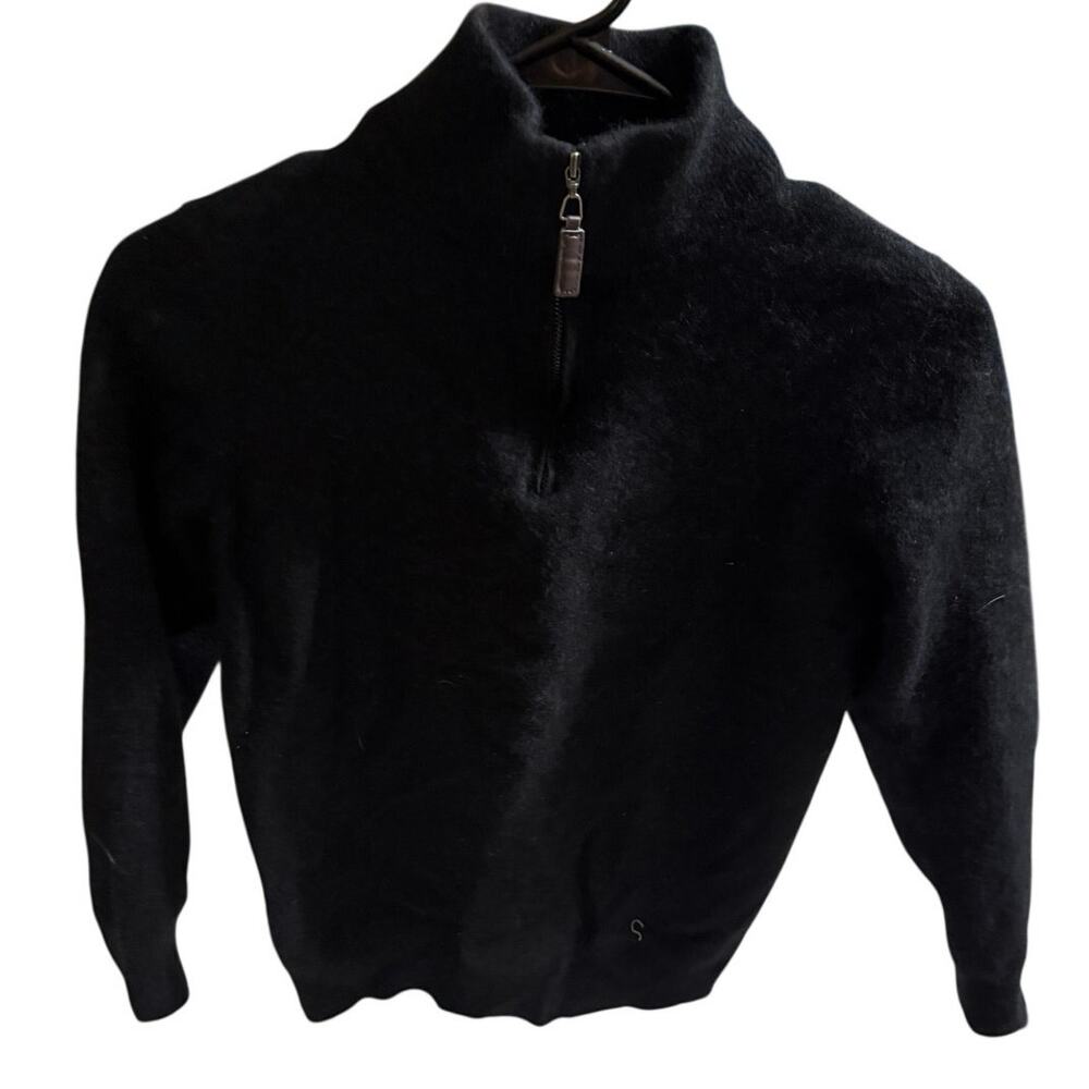 Daniel Hechter Paris 100% 2-Ply Cashmere Black Quarter Zip Sweater